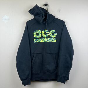 Nike ACG Black Hoodie With Green Camo Logo Size XL